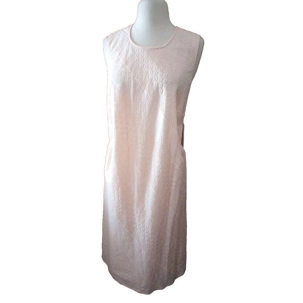 Calvin Klein‎ Women's Cotton Eyelet Trapeze Dress Sz 14W New Lined Knee Length - Picture 4 of 11